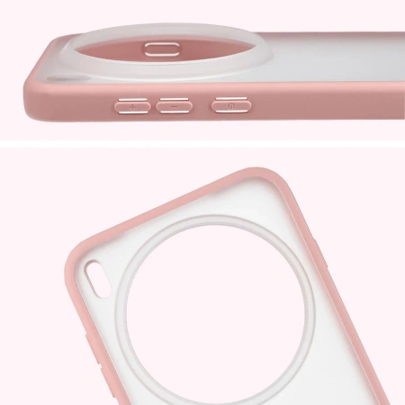 Etui Bizon Case Angelo do Vivo X300 Pro, półprzezroczyste z jasnoróżową ramką