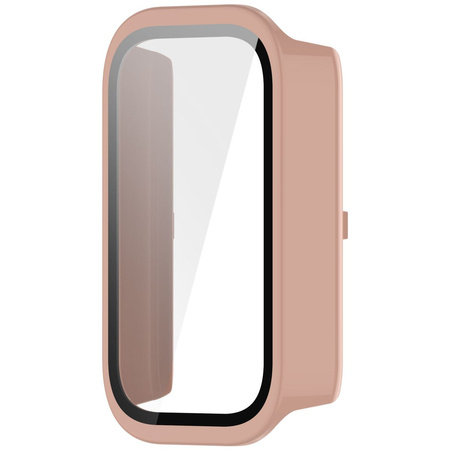 Etui ze szkłem do zegarka Bizon Case+Glass Watch do Xiaomi Smart Band 9 Active / Redmi Band 3, różowe