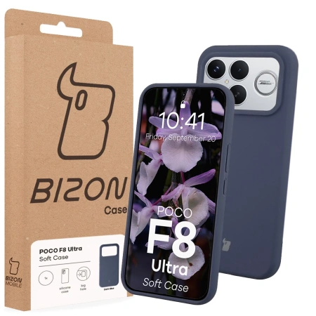 Silikonowe etui Bizon Soft Case do Xiaomi POCO F8 Ultra, ciemnoniebieskie