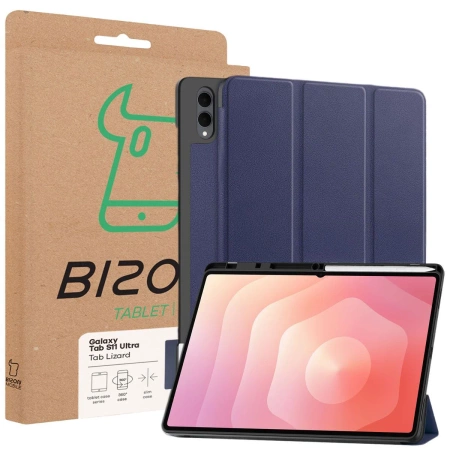 Etui z klapką Bizon Case Tab Lizard do Galaxy Tab S11 Ultra, granatowe