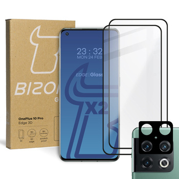 2x Szkło + szybka na aparat BIZON Edge 3D do OnePlus 10 Pro
