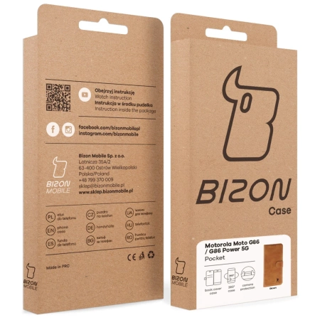 Etui z klapką Bizon Case Pocket do Motorola Moto G86 5G /G86 Power 5G, brązowe