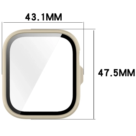 Etui ze szkłem do zegarka Bizon Case+Glass Watch do Huawei Watch Fit 4 Pro, beżowe