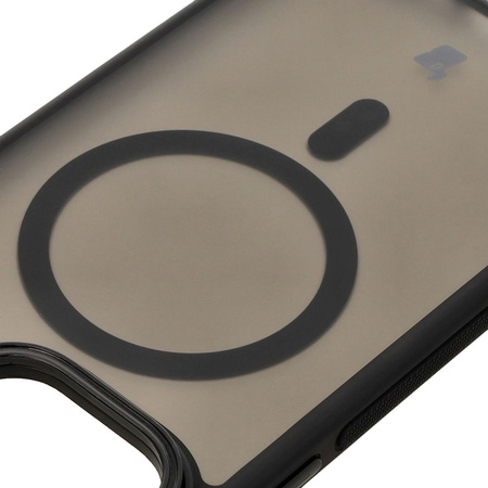 Etui z podstawką i pierścieniem magnetycznym Bizon Case Eclipse do iPhone 15 Pro Max, przydymione z czarną ramką