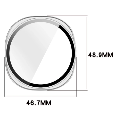 Etui ze szkłem do zegarka Bizon Case+Glass Watch do Samsung Galaxy Watch 8 44 mm, srebrne