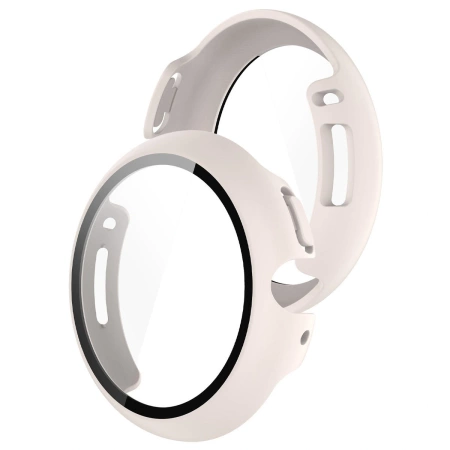 Etui ze szkłem do zegarka Bizon Case+Glass Watch do Google Pixel Watch 4 41 mm, matowe beżowe