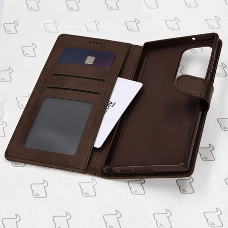 Etui Bizon Case Wallet do Samsung Galaxy S23 Ultra, ciemnobrązowe