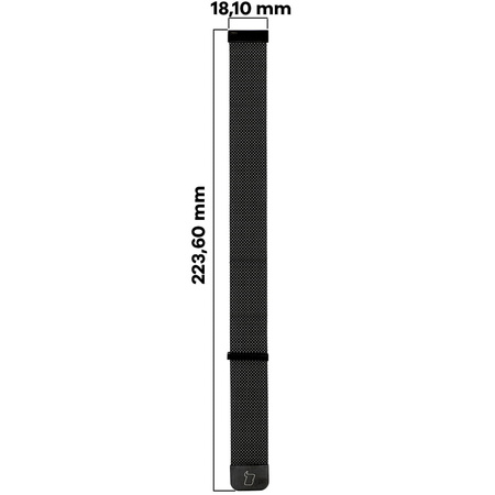 Pasek ze stali nierdzewnej do smartwatcha, Bizon Strap Watch Chain, Quick Release 20 mm, czarny