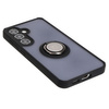 Etui z uchwytem na palec Bizon Case Hybrid Ring do Galaxy S25 / S24, przydymione z czarną ramką