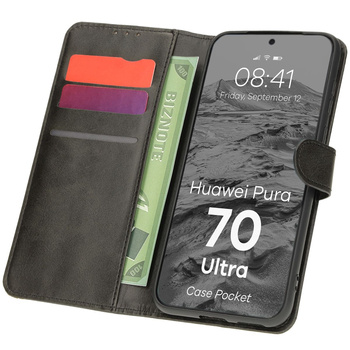 Etui z klapką Bizon Case Pocket do Huawei Pura 70 Ultra, czarne