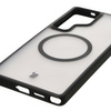 Etui z pierścieniem magnetycznym Bizon Case MatteO do Galaxy S25 Ultra, półprzezroczyste z czarną ramką