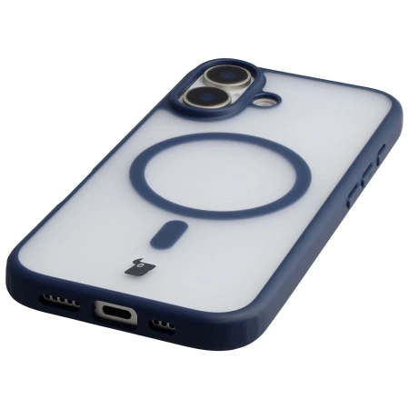 Etui z pierścieniem magnetycznym Bizon Case MatteO do iPhone 17, przydymione-granatowe