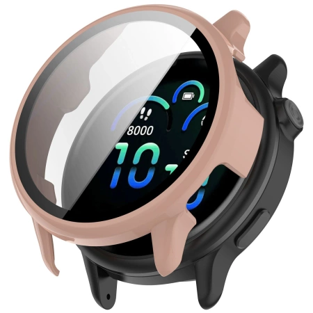 Etui ze szkłem do zegarka Bizon Case+Glass Watch do Garmin Vivoactive 6, różowe