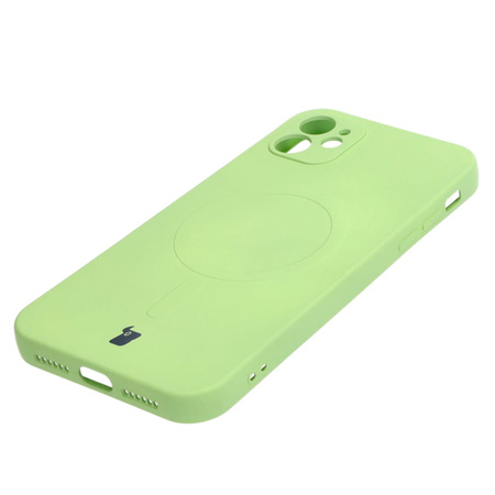 Etui silikonowe z pierścieniem magnetycznym Bizon Case Silicone Magnetic do iPhone 11, jasnozielone