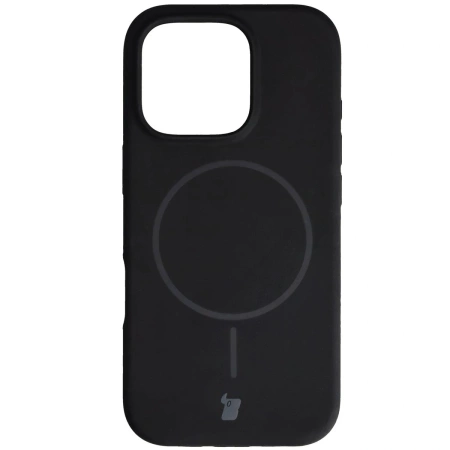 Silikonowe etui z pierścieniem magnetycznym Bizon Soft Case Magnetic do iPhone 16 Pro, czarne