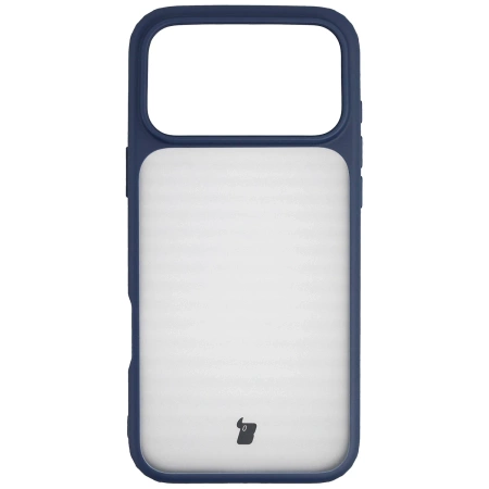 Etui Bizon Case Angelo do iPhone 17 Pro Max, półprzezroczyste z granatową ramką