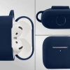 Silikonowe etui z karabińczykiem Bizon Case Headphone Silicone do AirPods 4, granatowe