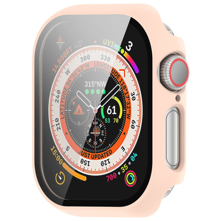 Etui ze szkłem do zegarka Bizon Case+Glass Watch do Apple Watch 11 / 10 42mm, różowe