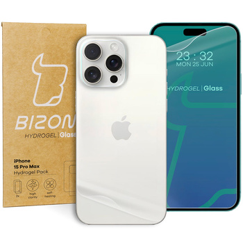 Folia hydrożelowa na tył i przód Bizon Glass Hydrogel Pack do iPhone 15  Pro Max