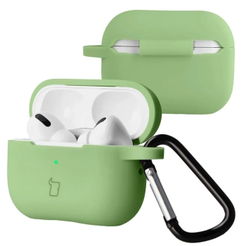 Silikonowe etui z karabińczykiem Bizon Case Headphone Silicone do AirPods Pro 2, jasnozielone