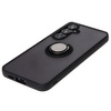 Etui z uchwytem na palec Bizon Case Hybrid Ring do Galaxy S24 FE, przydymione z czarną ramką