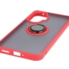 Etui z uchwytem na palec Bizon Case Hybrid Ring do Xiaomi POCO F7, przydymione z czerwoną ramką
