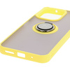 Etui z uchwytem na palec Bizon Case Hybrid Ring do Xiaomi Redmi 13 4G, przydymione z żółtą ramką