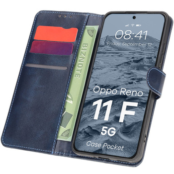 Etui z klapką Bizon Case Pocket do Oppo Reno11 F 5G, granatowe