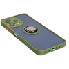 Etui z uchwytem na palec Bizon Case Hybrid Ring do Xiaomi Redmi 12, przydymione z zieloną ramką