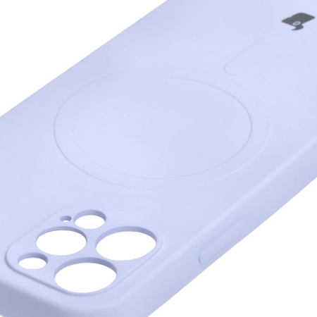 Etui silikonowe z pierścieniem magnetycznym Bizon Case Silicone Magnetic do iPhone 12 Pro, jasnofioletowe