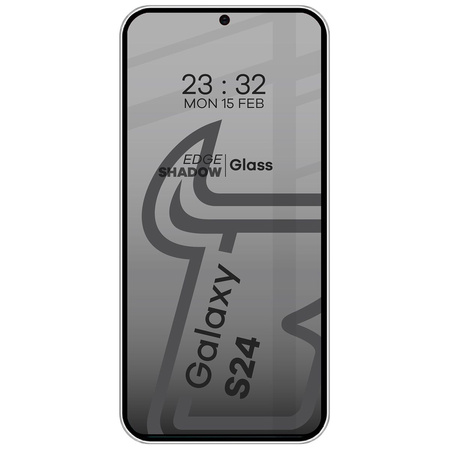 Prywatyzujące szkło hartowane Bizon Glass Edge Shadow do Samsung Galaxy S24, przyciemniane z czarną ramką