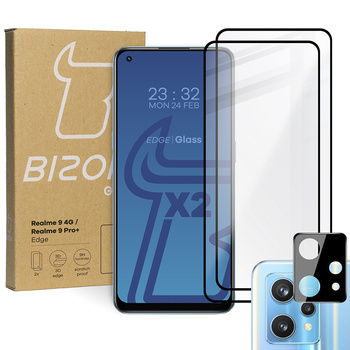 2x Szkło + szybka na aparat Bizon Edge Pack do Realme 9 4G / Realme 9 Pro+