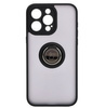 Etui z uchwytem na palec Bizon Case Hybrid Ring do iPhone 15 Pro Max, przydymione z czarną ramką