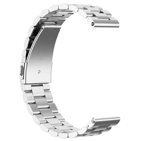 Pasek ze stali nierdzewnej do smartwatcha, Bizon Strap Watch Aura, QuickRelease 20 mm, srebrny