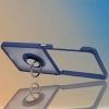 Etui z uchwytem na palec Bizon Case Hybrid Ring do Galaxy Z Flip7, przydymione z ciemnoniebieską ramką