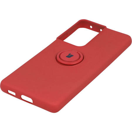 Etui Bizon Case Silicone Ring do Galaxy S21 Ultra, ciemny róż