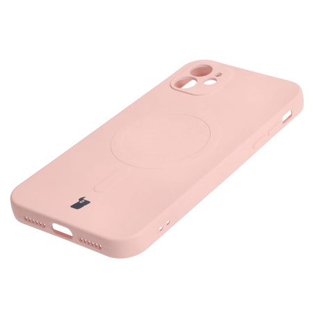 Etui silikonowe z pierścieniem magnetycznym Bizon Case Silicone Magnetic do iPhone 11, jasnoróżowe