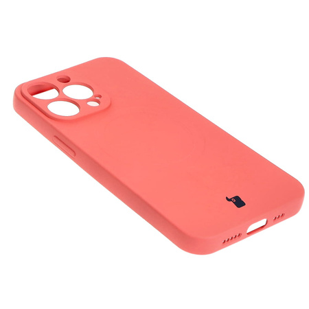 Etui silikonowe z pierścieniem magnetycznym Bizon Case Silicone Magnetic do iPhone 13 Pro, brudnoróżowe