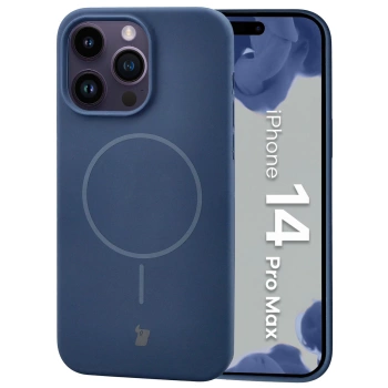 Silikonowe etui z pierścieniem magnetycznym Bizon Soft Case Magnetic do iPhone 14 Pro Max, granatowe
