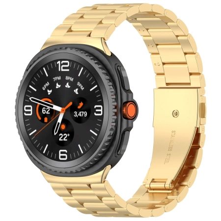 Pasek ze stali nierdzewnej Bizon Strap Watch Aura do Samsung Galaxy Watch 8 40 mm / 44 mm / 8 Classic 46 mm, złoty