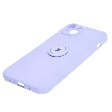 Etui Bizon Case Silicone Ring Sq do iPhone 15 Plus, jasnofioletowe