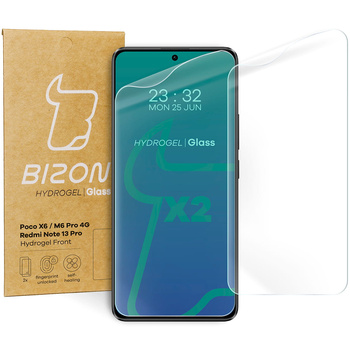 Folia hydrożelowa na ekran Bizon Glass Hydrogel Front Duo do Xiaomi Poco X6 / Poco M6 Pro 4G / Redmi Note 13 5G / Redmi Note 13 Pro 4G/5G, 2 sztuki
