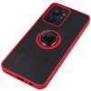 Etui z uchwytem na palec Bizon Case Hybrid Ring do Realme C33 / C30 / Narzo 50i Prime, przydymione z czerwoną ramką