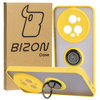 Etui z uchwytem na palec Bizon Case Hybrid Ring do Honor Magic5 Pro, przydymione z żółtą ramką