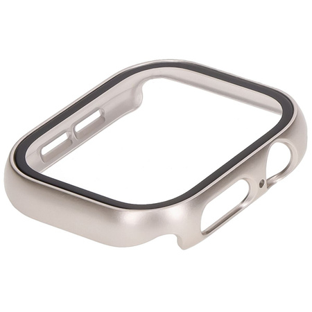 Etui ze szkłem do zegarka Bizon Case+Glass Watch do Apple Watch 10 42mm, szampańskie