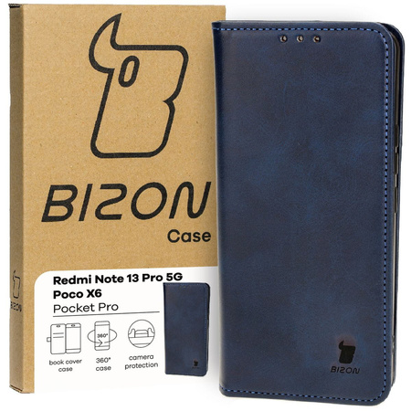 Etui z klapką Bizon Case Pocket Pro do Xiaomi Poco X6 / Xiaomi Redmi Note 13 Pro 5G, granatowe