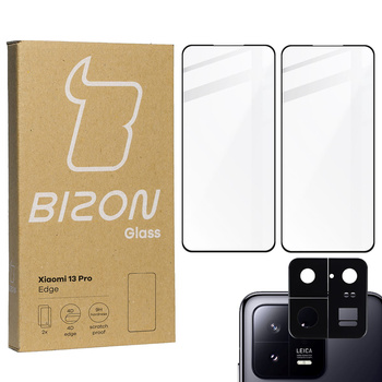 2x Szkło + szybka na aparat BIZON Edge do Xiaomi 13 Pro