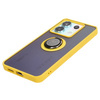 Etui z uchwytem na palec Bizon Case Hybrid Ring do Xiaomi Poco X6 / Xiaomi Redmi Note 13 Pro 5G, przydymione z żółtą ramką
