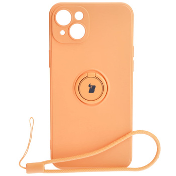 Etui Bizon Case Silicone Ring Sq do Apple iPhone 15 Plus, pomarańczowe