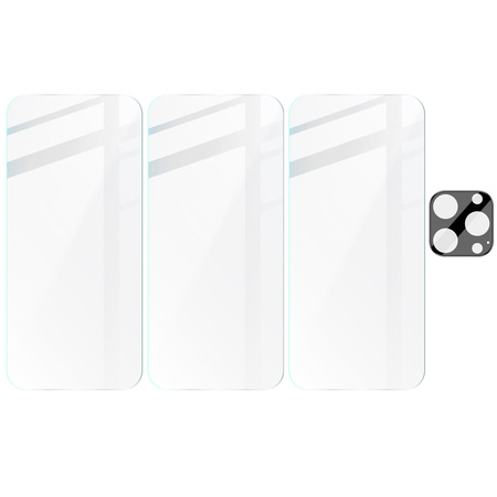 3x Szkło + szybka na aparat BIZON Clear 2 Pack do iPhone 15 Pro